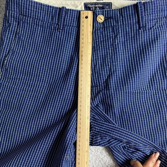 Abercrombie Fitch‎ Shorts Men’s 31  Navy Pinstripe Button Fly Preppy - Picture 9 of 10